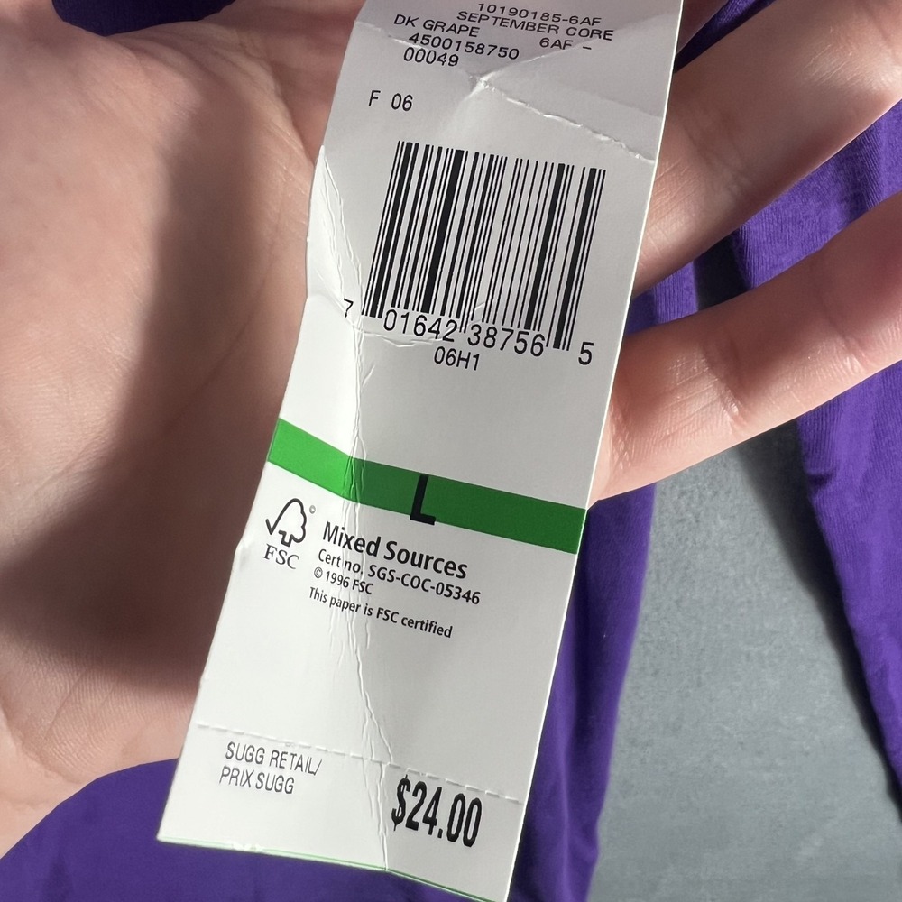 Jones New York Sport Women's Purple Long Sleeve Cotton T-Shirt Top Size L New - Picture 5 of 7